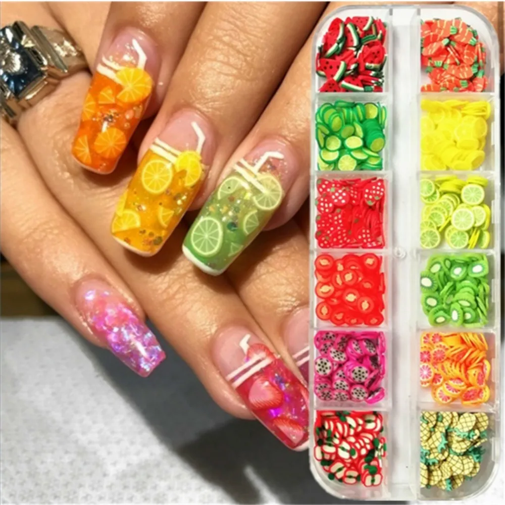 1 коробка смешанных стилей 3D фрукты Летние поддельные украшения для ногтей