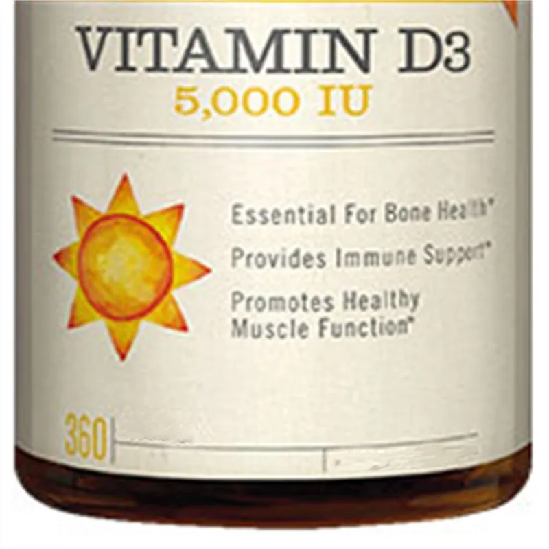 

Fortified Vitamin D3 5000iu,360pcs Promotes calcium,bones, teeth and muscle funtion,prevention Osteoporosis,Promote joint health