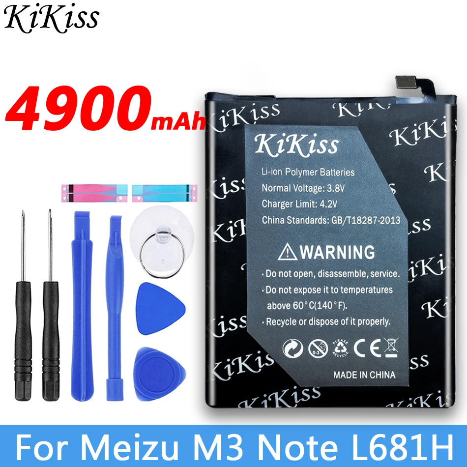 BT61 M3 Note L681H KiKiss Батарея BT61 BT15 BT68 BA611 BA612 для Meizu M3 Примечание L681H M681H/M3 M3S/M3S Mini/M5 Meilan Note 5/M5S 5S акумуляторная батарея - Цвет: BT61 M3 Note L681H