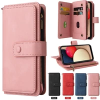 zipper wallet flip case for samsung galaxy a02s multifunction 15 card slot skin cover for galaxy a02s case a02 s leather funda