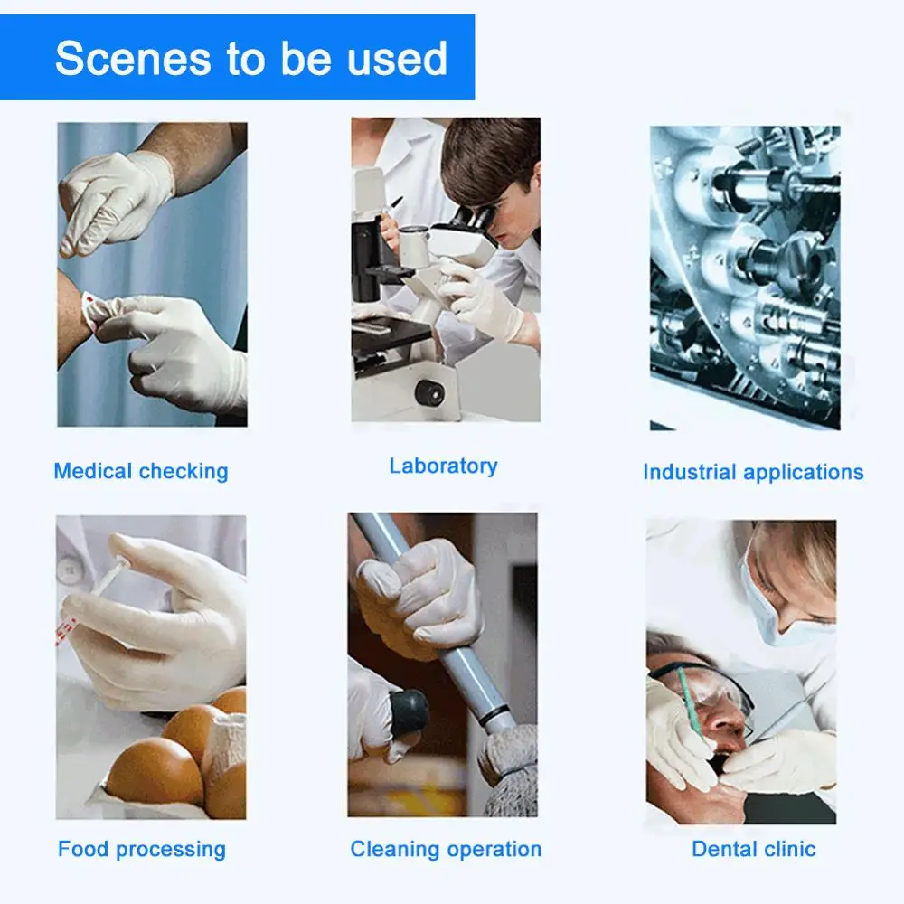 100 шт Одноразовые Перчатки Белый нитрил перчатки хозяйственные для уборки еды