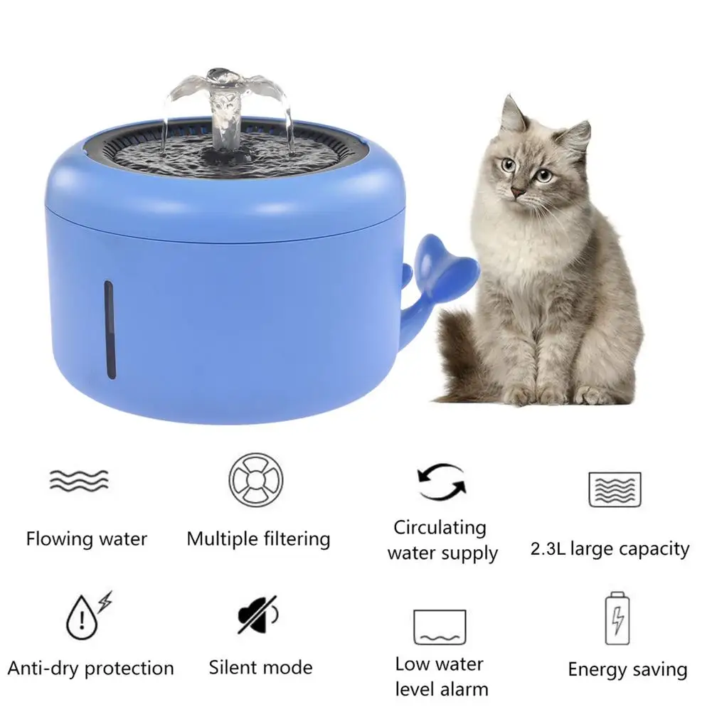 

2.3L Automatic Cat Water Fountain Electric Mute Usb Dog Water Filter Dispenser Pet Drinking Feeder