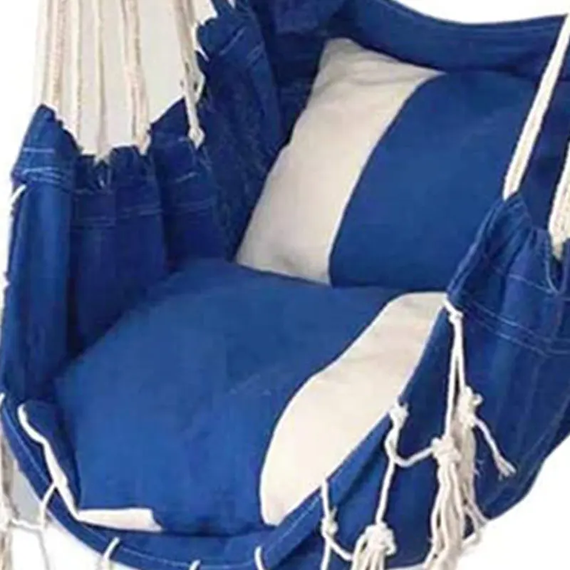 

Tassel Hanging Chair,Outdoor for Adults and Children Indoor Hanging Chair with Cushion Canvas Swing Blue