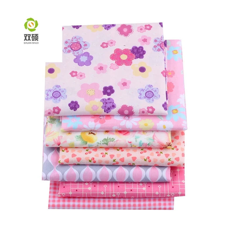 Shuanshuo хлопчатобумажная ткань 7 шт./лот розовая цветочная Tissus Лоскутная Ткань