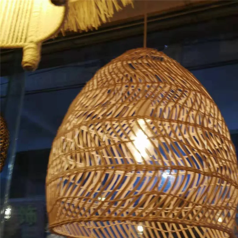 Подвесная лампа из ротанга в китайском стиле винтажный светильник для гостиной