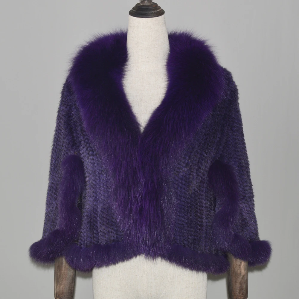 Лидер продаж 2020 натуральный мех норки Пашмина Женское зимнее пончо из