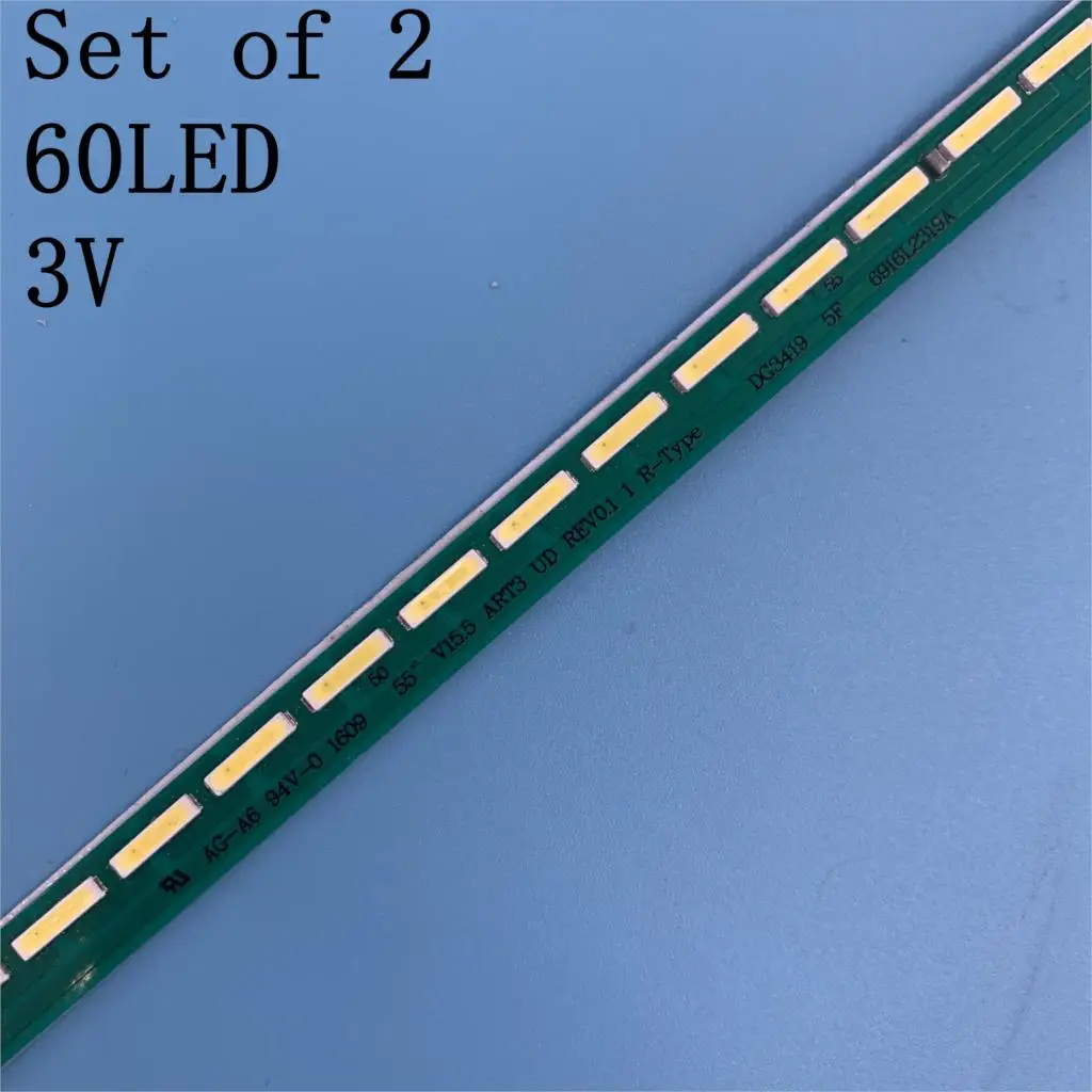 Новый комплект 2 шт. 60 светодиодов 601 мм Светодиодная лента для подсветки LG 55UF6450