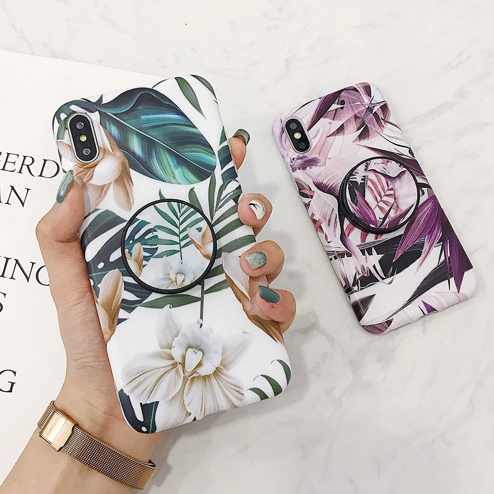LOVECOM ретро лист стрейч Стенд чехол для телефона для iPhone 11 Pro Max XR X XS Max 7 8 6S Plus чехол мягкий IMD Телефон задняя крышка оболочка