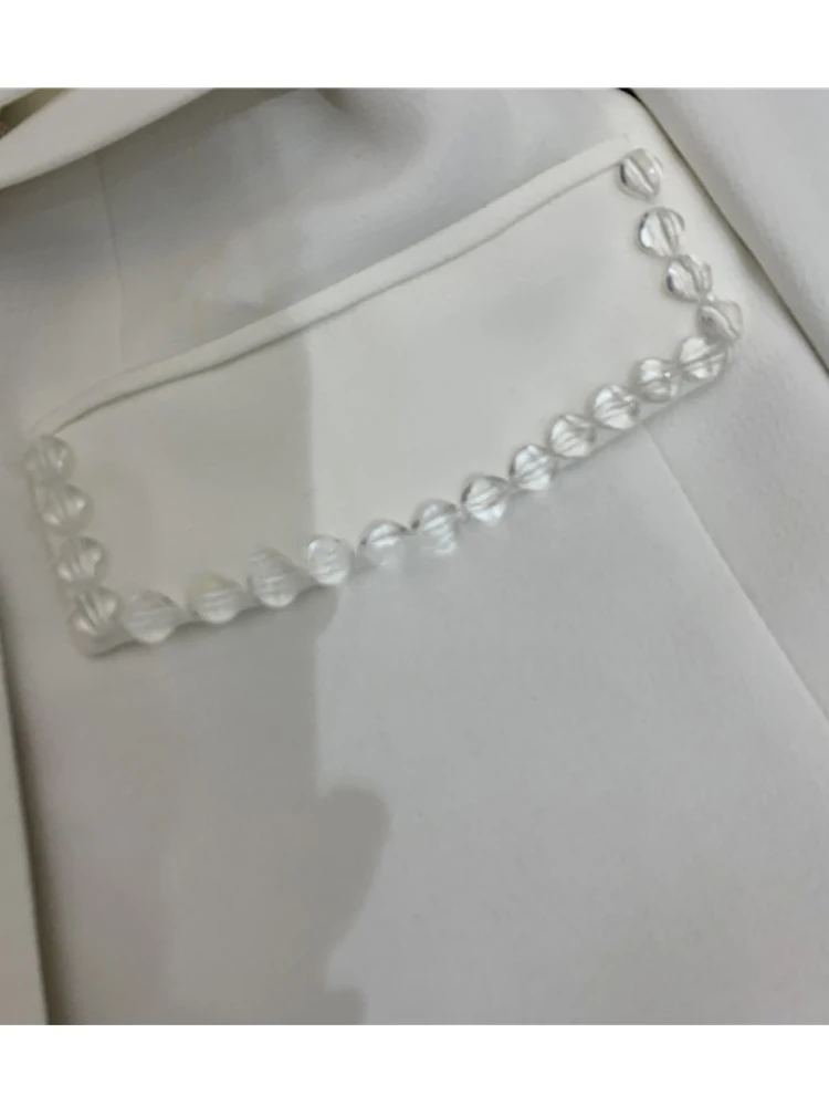 

Contrasting color lapel pocket beaded sequins waist waist blazer women's autumn new fashion personality all-match top