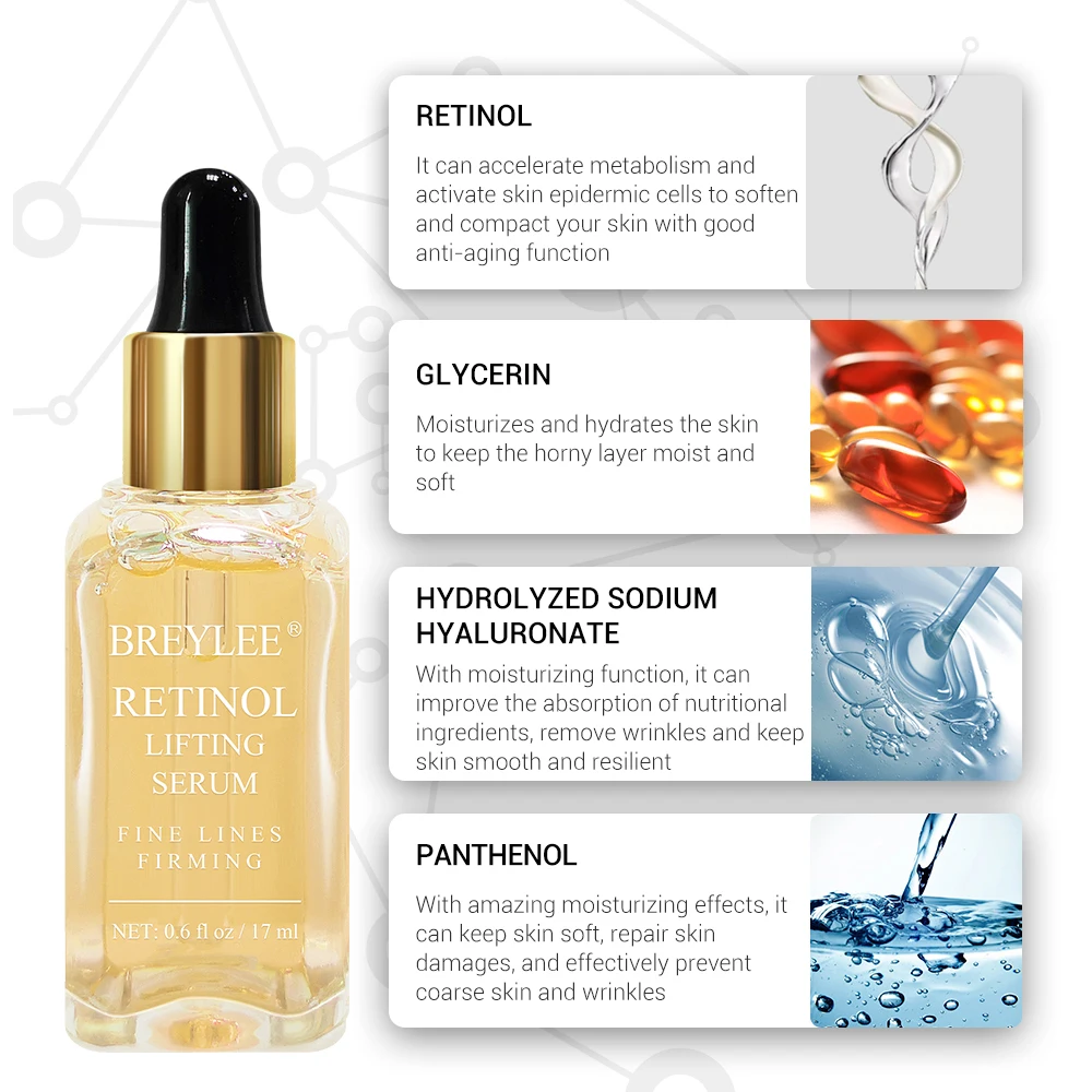 BREYLEE Retinol укрепляющая сыворотка лифтинг для лица коллагеновая эссенция против морщин против старения уход за кожей лица выцветание тонкие линии 3 шт