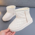 Детские ботинки без шнуровки, модные детские зимние ботинки из искусственной кожи, Короткие Плюшевые однотонные Элегантные ботильоны, новая зимняя обувь для детей