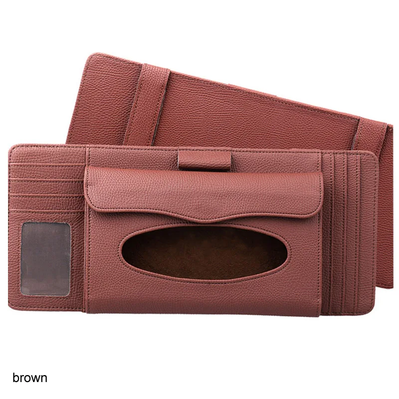 

1 Pcs Card Pen Storage Box Multifunction PU Leather Home Kitchen Universal Car Sun Visor Tissue Box Stowing Tidying
