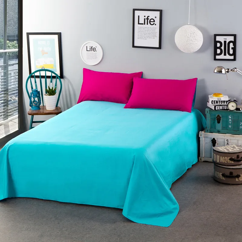 10 lake blue Хлопок, чистый цвет, плоский лист для детей и взрослых, односпальная двуспальная кровать, плоское постельное белье(без наволочки) XF656 - Цвет: 10 lake blue