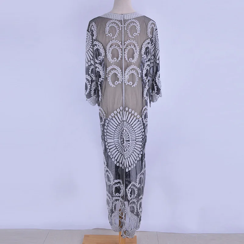 Новая кружевная накидка туники для пляжа длинное платье женский купальник