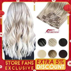 волсы для наращивания Moresoo бесшовные накладные человеческие волосы из полиуретана, 14-22 дюйма, прямые волосы, прямая машина, Remy, бразильский, 7 шт., 100 г, натуральные невидимые