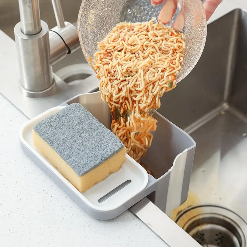 

Suction Cup Kitchen Sink Strainer Drain Rack Foldable Soap Sponge Holder Vegetable Leftovers Drainer Basket Hanging Trash Can