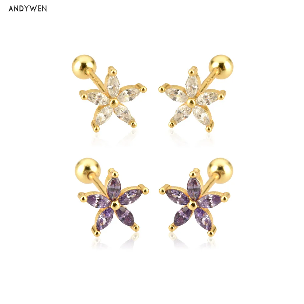 

Серьги-клипсы ANDYWEN из стерлингового серебра 925 пробы с пятью цирконами