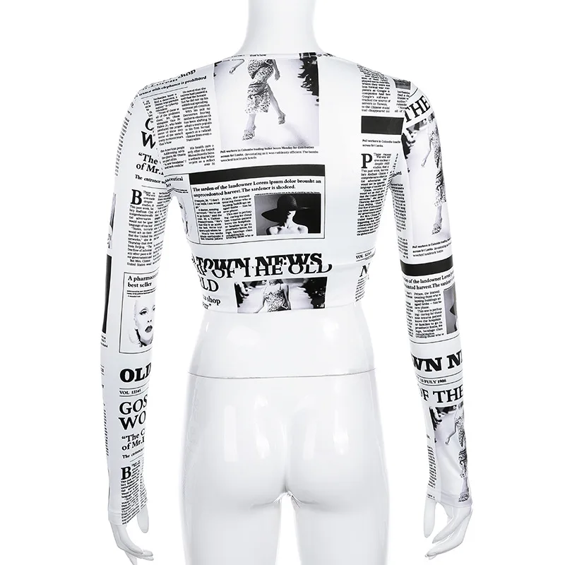 

Print V Neck Slim Sexy Long Sleeve Shirt Women Workout Activewear Tee Shirt Cross Bandage Crop Tshirt Streetwear Tops