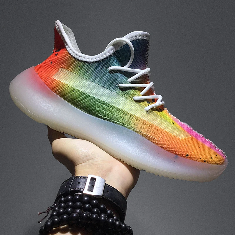 2020 мужские кроссовки для бега светящаяся сетка дышащие легкие весна и осень
