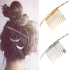 Заколка-гребень для волос, металлическая, золотистаясеребристая, для женщин и девочек, 1 шт., аксессуары для волос