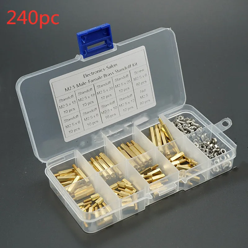120pc 240 шт./компл. M2 5 медные Опорные изоляторы полая медная колонна Шестигранная