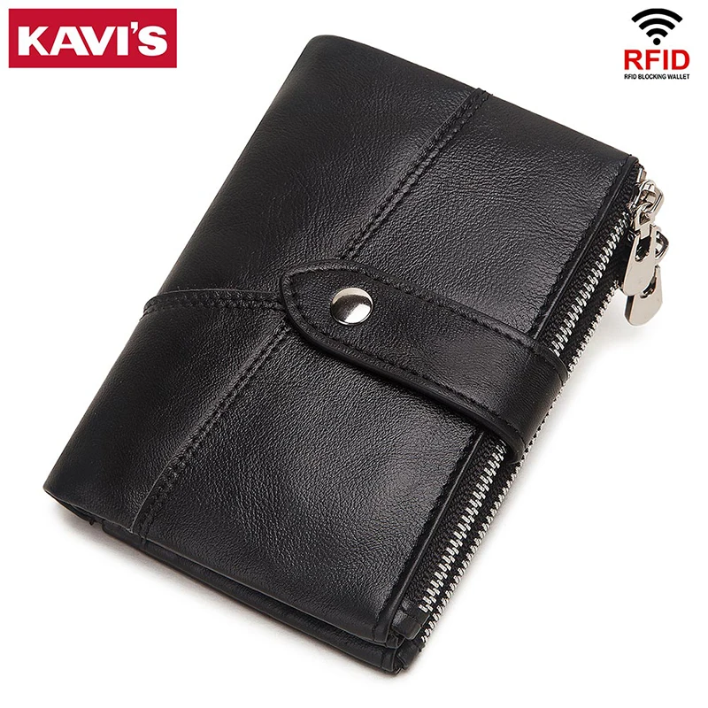 Кошелек KAVIS мужской из 100% натуральной кожи маленький держатель для карт|Мужские