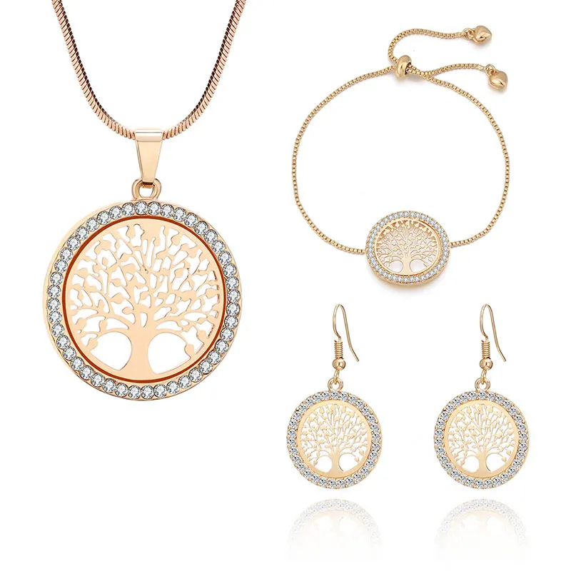 Ювелирные наборы дерево жизни для женщин серьги с камнями кристалл чокер