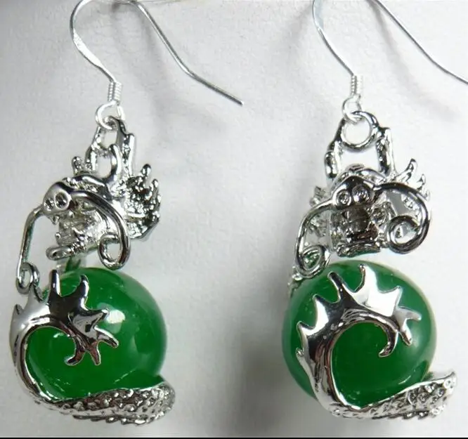 

fashion Free Shipping >> Fancy 12mm purple jade dragon 18KGP earrings 5.29