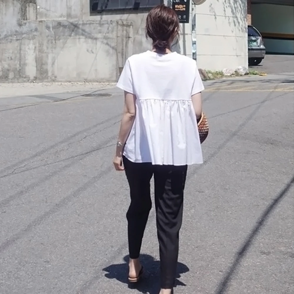 Футболка женская трапециевидная с оборками в стиле Харадзюку|Футболки| |