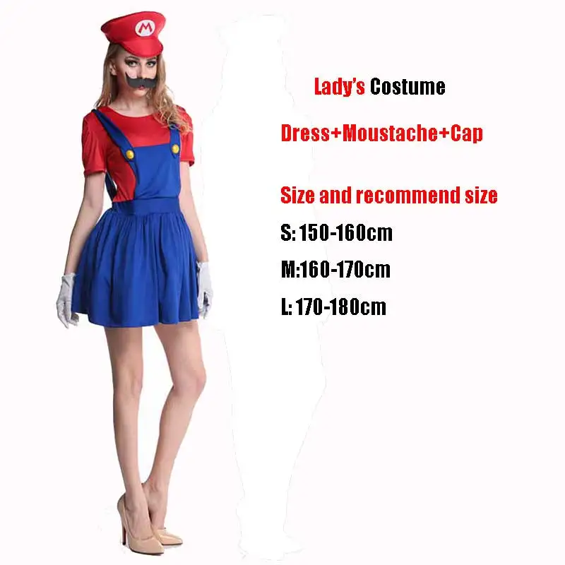

Adults Kids Super Mario Cosplay Costumes Funny Super Mario Luigi Brother Bro Girls Fantasia Cosplay Jumpsuit Christmas Party