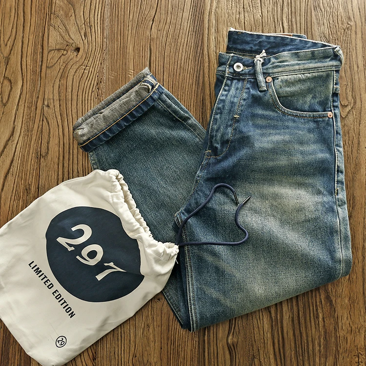 

Autumn and Winter New American Retro Thick Denim Jeans Men's Fashion Pure Cotton Washed Old Straight Loose Casual Pencil Pants