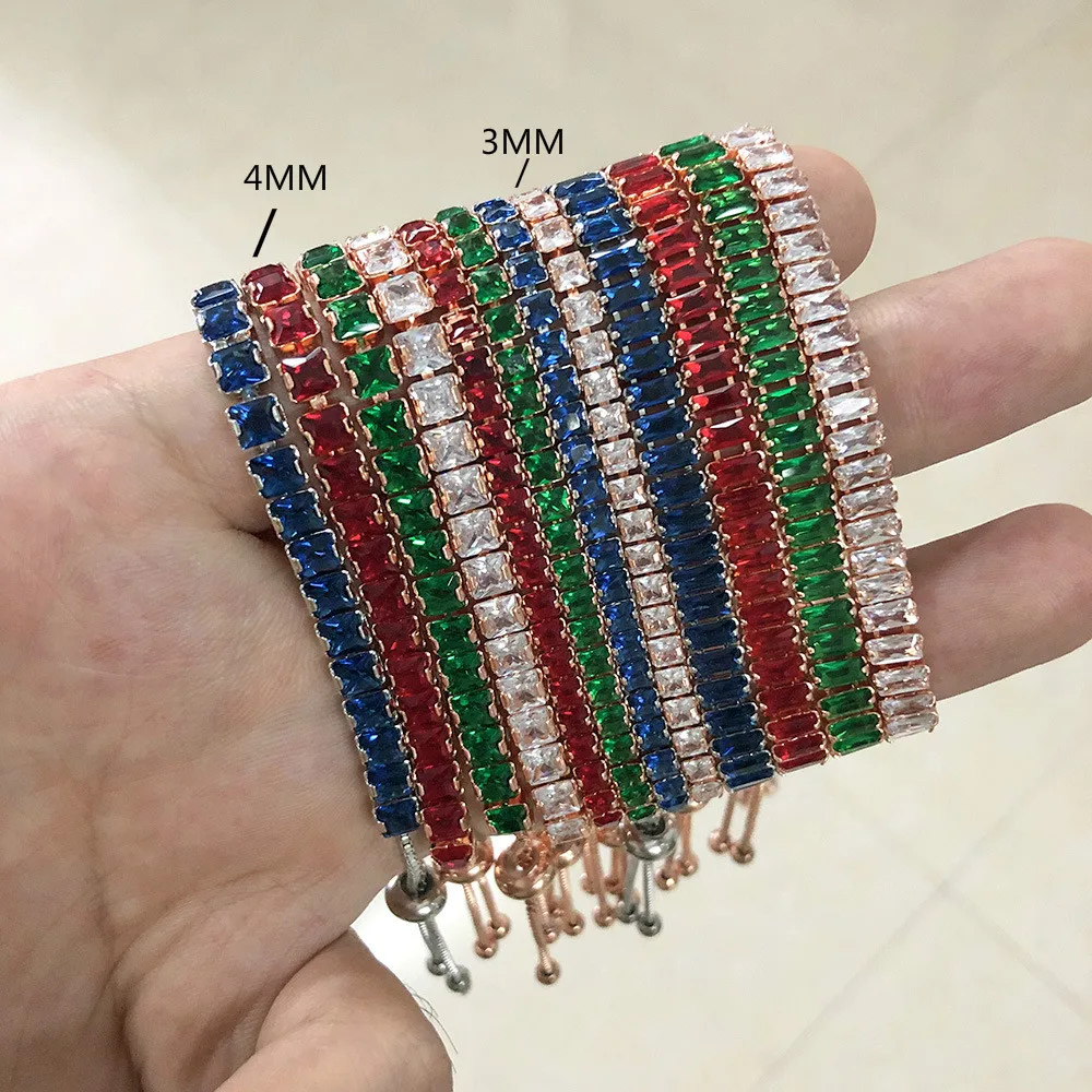 

Women's Crystal Bracelet Exquisite Colour Gems Zircon Chain Bracelet Rose Gold Plated Bracelet Hip Hop Jewelry Lover's Gift