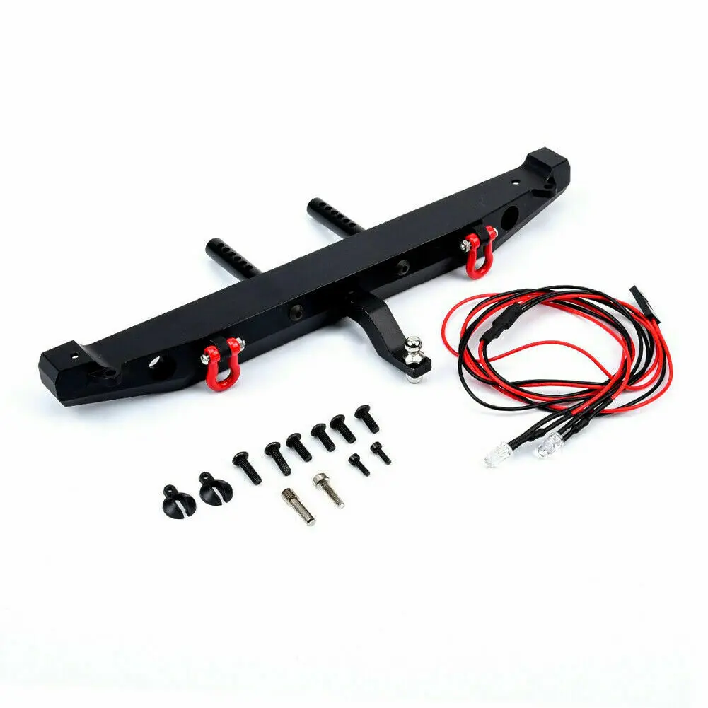 Parachoques trasero de Metal + luz LED para TRX-4 Axial SCX10 II 90046 1:10 RC Crawler Car-0