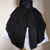 gothic black lolita skirt high waist ruffled cotton midi skirt w asymmetrical design
