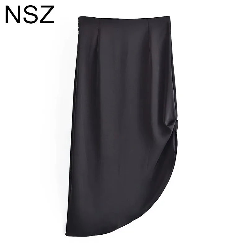 

Женская атласная юбка А-силуэта, с высокой талией