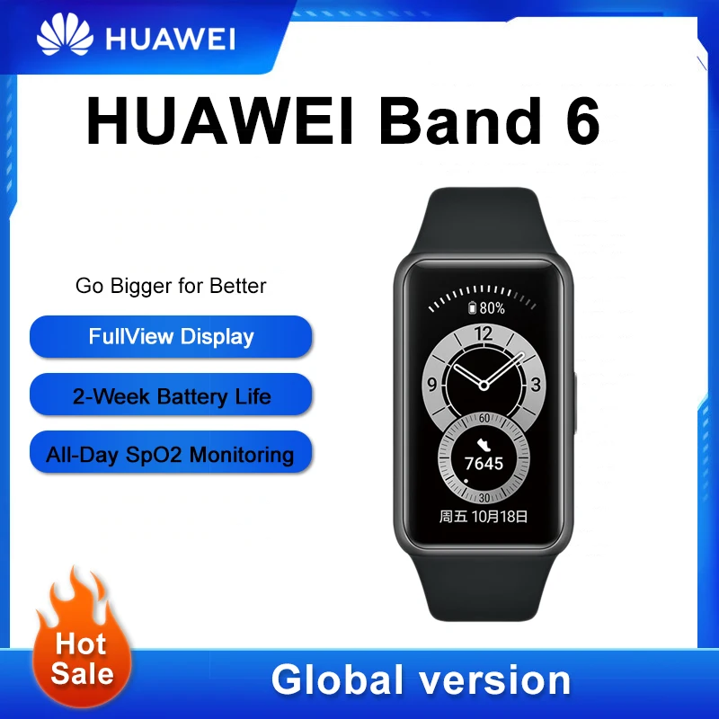 Huawei-pulsera inteligente Band 6 versión Global, reloj inteligente con Pantalla...