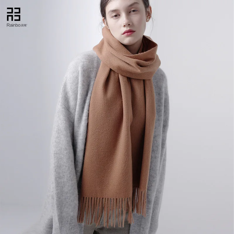 

Fall / winter 2020 new style cashmere women's scarf solid color wool couple scarf warm and thick fashion tassel pure color shawl