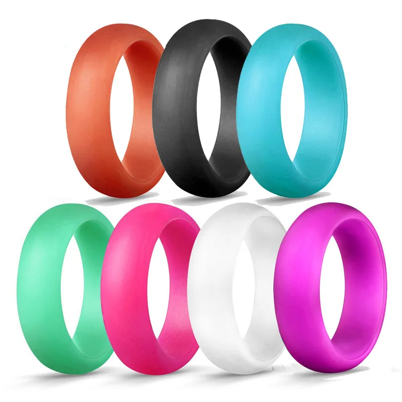 Colourful Silicone Sport Design Cool Ring Band Men Women Him Her Gift Couples Wedding Jewelry Blue Green Black White Soft Rubber