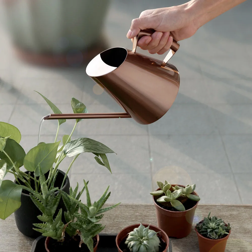 

Household Watering Can Office Outdoor Garden Large Capacity Stainless Steel Succulents Indoor Plants Painted Long Spout Retro