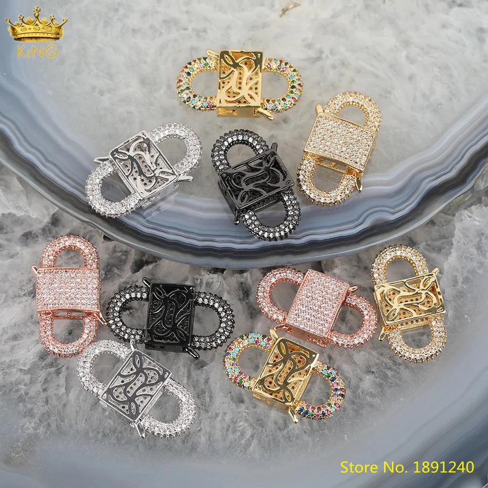 

5pcs CZ Micro Paved Oval Shape Lobster Lock Clasps Pendant Findings,Zironcia Lock Carabiner Clasps For DIY Boho Jewelry Making