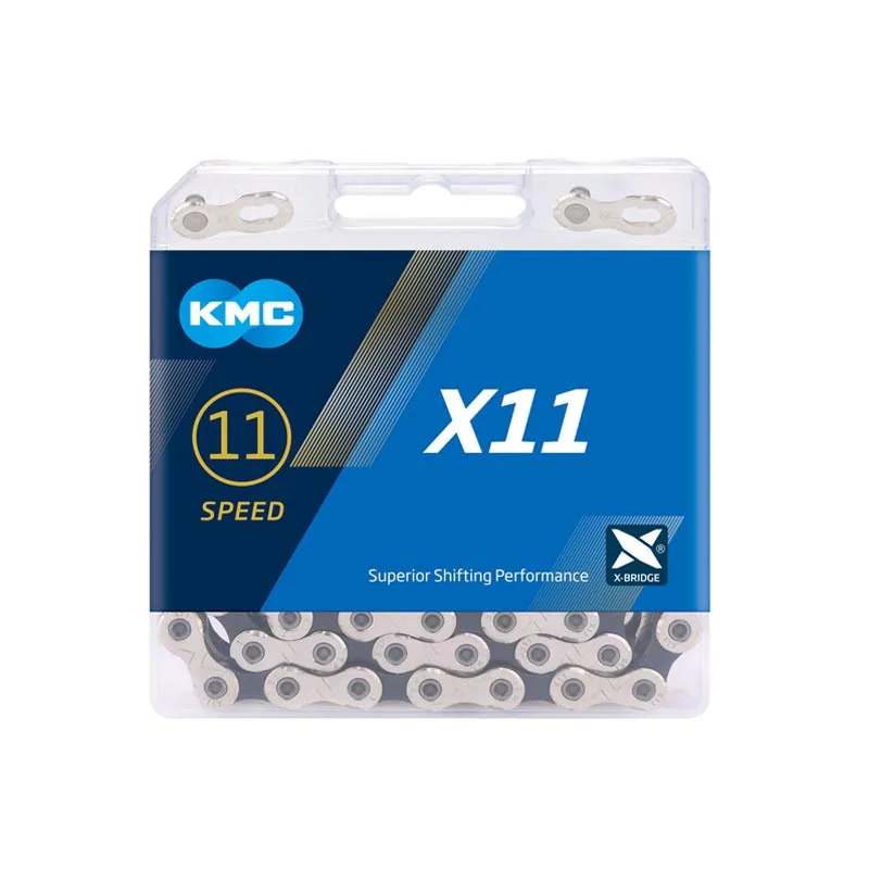

Цепь KMC X11 быстросъемная из 128 частей для дорожного горного велосипеда, 11 скоростей, серебряная цепь для велосипеда, кольцо