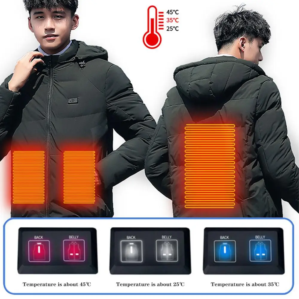 Heated Jackets Fashion Men Women Electric Jacket USB Heating Hooded Warm Winter Thermal Coat | Спорт и развлечения