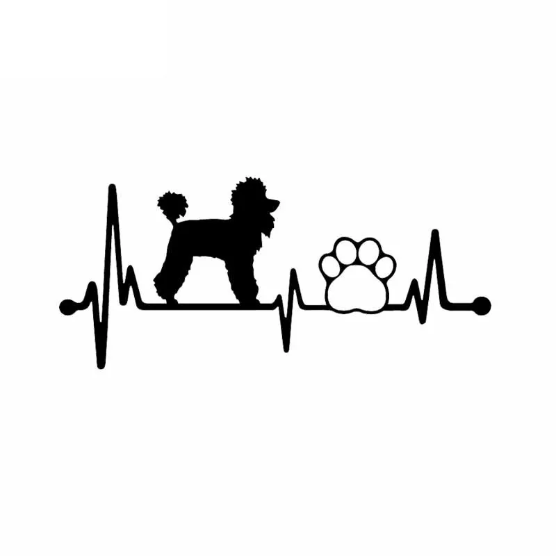 

Poodle Paw Heartbeat Applique High Quality Car Window Decoration Personality Pvc Waterproof Applique Black/white, 8cm*17cm