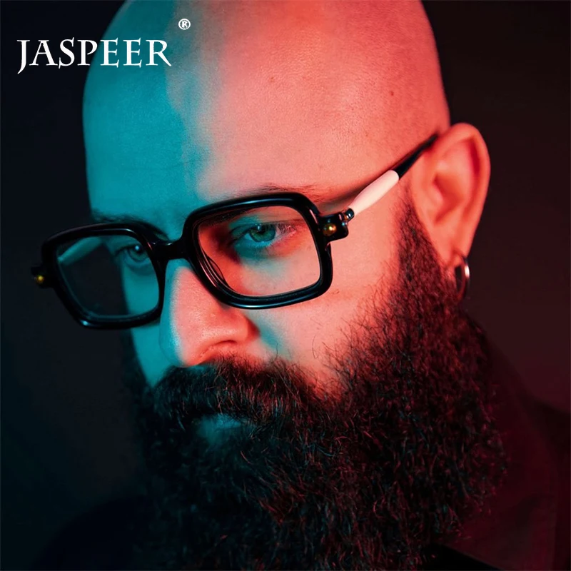 

JASPEER модные уникальные двухцветные прямоугольные солнцезащитные очки для женщин Ретро прозрачные очки с защитой от синего света Мужская кв...