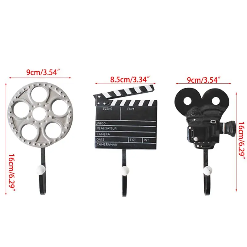 

3Pcs/Lot Coat Hook Wall Hanger Film Equipment Design Wall Decoration Hooks X4YD