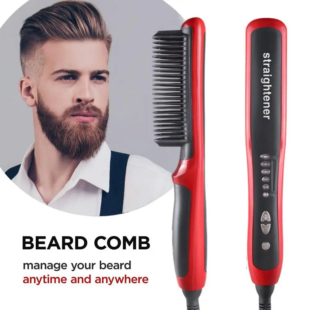 

Beard Straightener Portable Hair Straight Electric Brush Instant Styling Hot Comb men Curling and Straightening Women Brushes