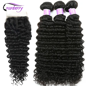 Пучки натуральных волос с крупными волнами и клюквой на застежке, 4 шт.лот, бразильские волосы, волнистые пучки с застежкой, наращивание волос Реми