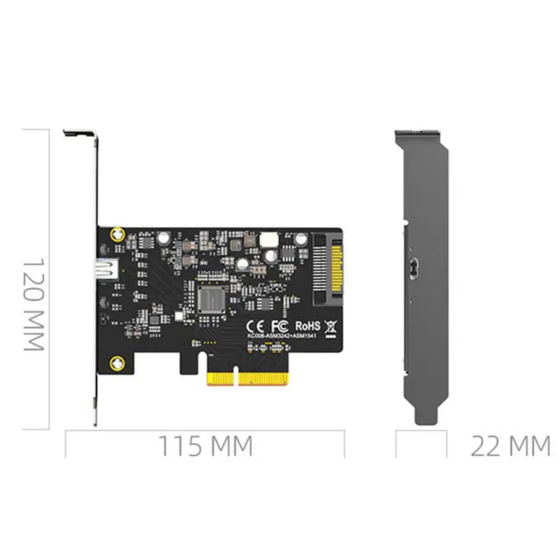 ASM3242 USB 3 2 PCIE Райзер карта Gen X2 Type-C Порты PCI-E PCI Express X4 SATA 15-контактный разъем 20 Гбит/с