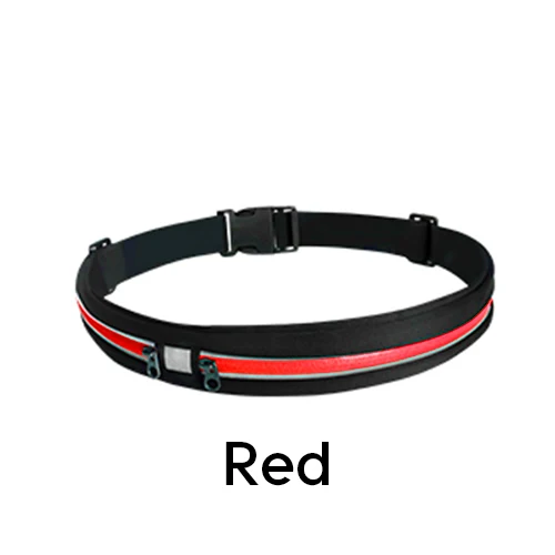Red Sports Running Belt Slim Waist Pocket Belt Outdoor Dual Pouch 2 Pockets Sweatproof Reflective Waist Pack Fitness Workout Bag - Цвет: Red