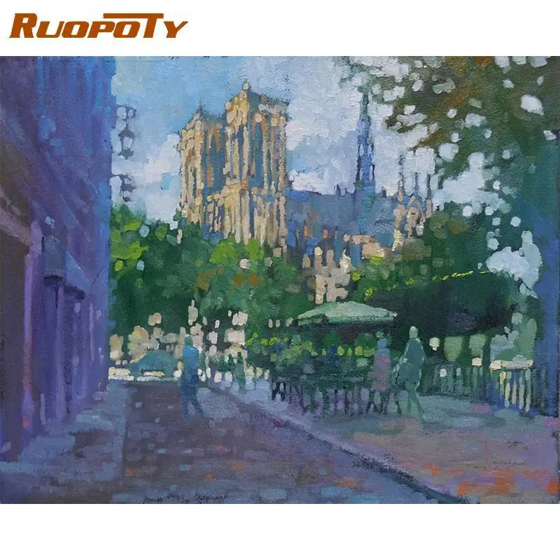 

RUOPOTY Painting By Numbers Kits Beautiful Street Scenery Framed 60x75cm DIY Oil Paints Drawing On Canvas Home Decor Unique Gift
